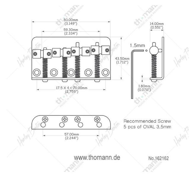 Harley Benton Parts Bridge Bass 4-String CH 162162 фото