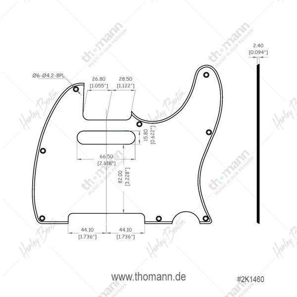 Harley Benton Parts Pickguard T-Style WH 8W 108176 фото
