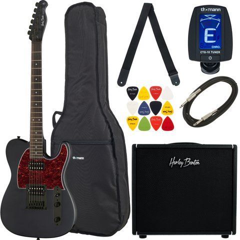 Електрогітара Harley Benton TE-20 HH SBK DNAFX AmP20 Set (комплект) 624475 фото