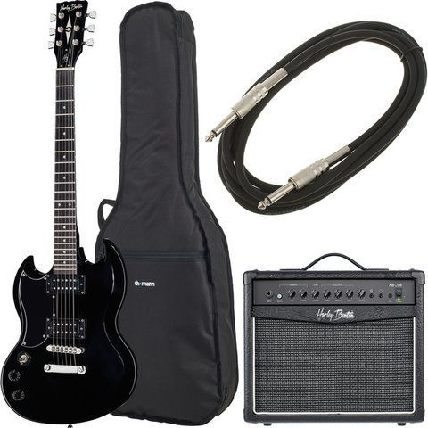 Електрогітара Harley Benton DC-200LH BK Student Ser Bundle (комплект) 371172 фото