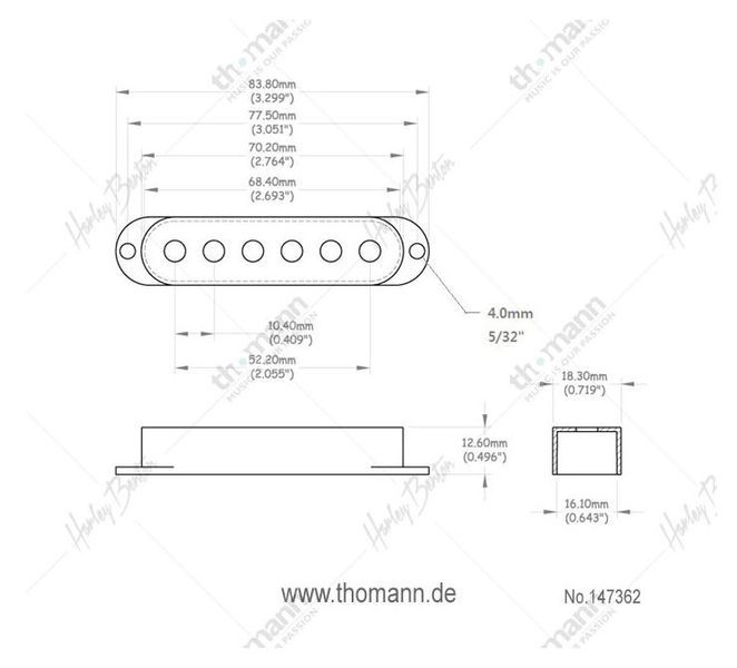 Harley Benton PartsPickupcover Single CoilBK 147362 фото