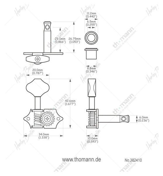 Harley Benton Parts Machine Head Open 3/3 382410 фото