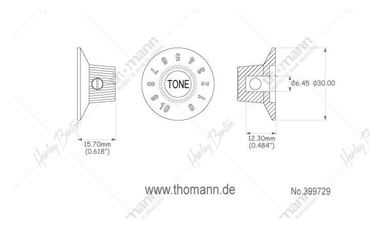 Harley Benton Parts 72 Style Knobs Tone BK 399729 фото