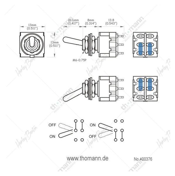 Harley Benton Parts On-Off Mini Switch S/W 400376 фото