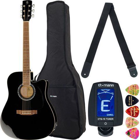 Акустическая гитара Harley Benton CLD-60SCE BK Custom Lin Bundle (комплект) 500293 фото