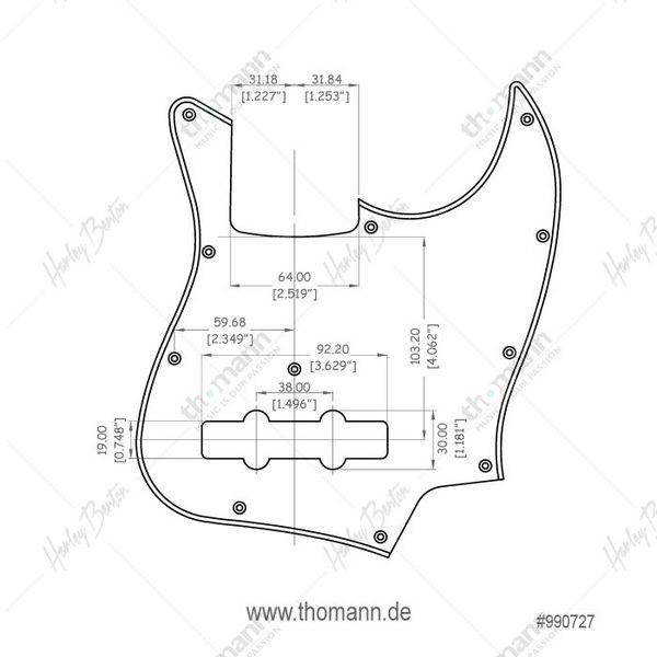 Harley Benton Parts JB Style Pickguard Black 338214 фото