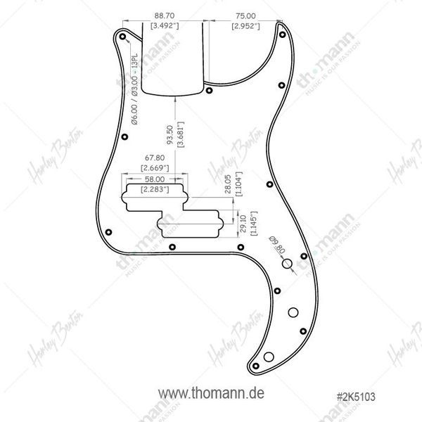 Harley Benton Parts PB BK Pickguard P-Style 181569 фото